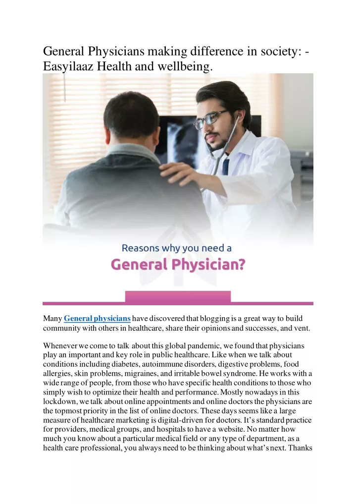 general physicians making difference in society