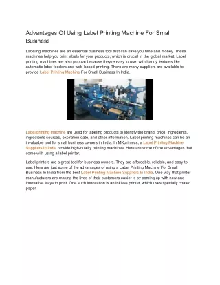 advantages of using label printing machine