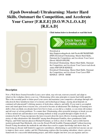 (Epub Download) Ultralearning Master Hard Skills  Outsmart the Competition  and Accelerate Your Career [F.R.E.E] [D.O.W.