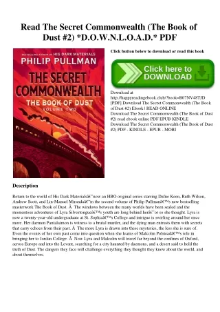 Read The Secret Commonwealth (The Book of Dust #2) D.O.W.N.L.O.A.D. PDF