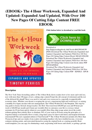 (EBOOK The 4 Hour Workweek  Expanded And Updated Expanded And Updated  With Over 100 New Pages Of Cutting Edge Content F