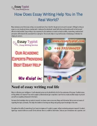 how does essay writing help you in the how does