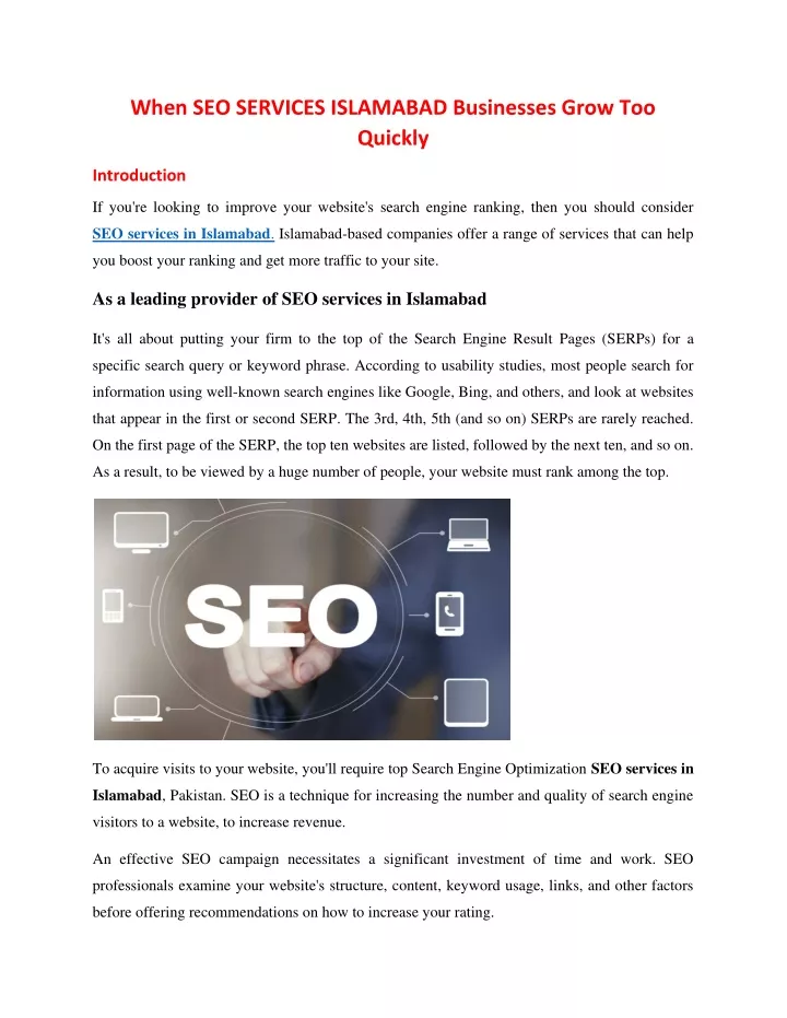 when seo services islamabad businesses grow