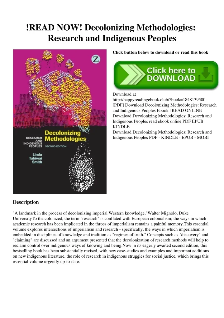 PPT - !READ NOW! Decolonizing Methodologies Research and Indigenous ...