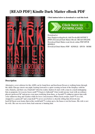 [READ PDF] Kindle Dark Matter eBook PDF