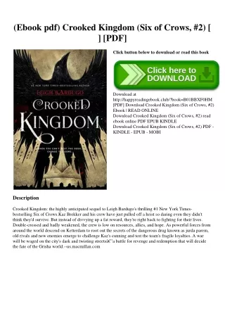 (Ebook pdf) Crooked Kingdom (Six of Crows  #2) [DOWNLOADPDF] [PDF]