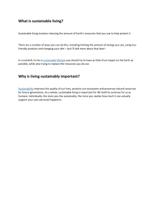 What is sustainable living