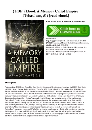 { PDF } Ebook A Memory Called Empire (Teixcalaan  #1) [read ebook]