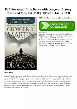 Pdf [download]^^ A Dance with Dragons (A Song of Ice and Fire  #5) [PDF] DOWNLOAD READ