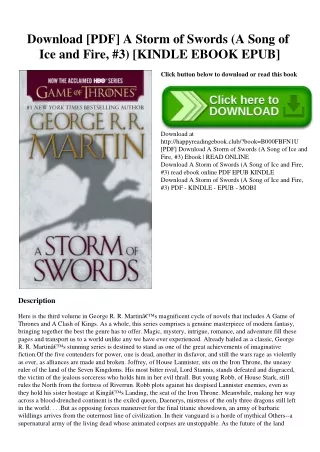 Download [PDF] A Storm of Swords (A Song of Ice and Fire  #3) [KINDLE EBOOK EPUB]