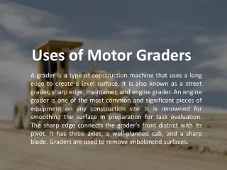 Uses of Motor Graders