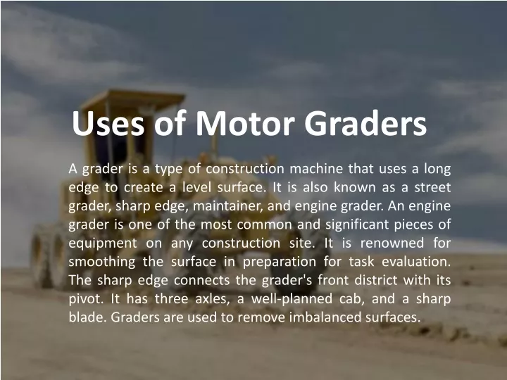 uses of motor graders