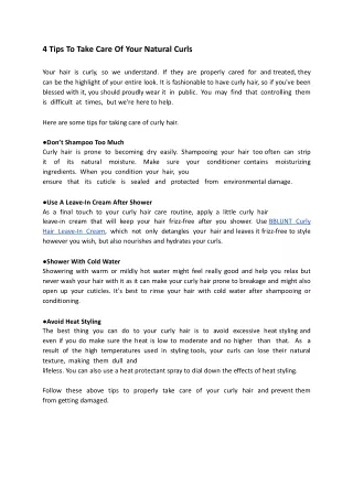 4 Tips To Take Care Of Your Natural Curls