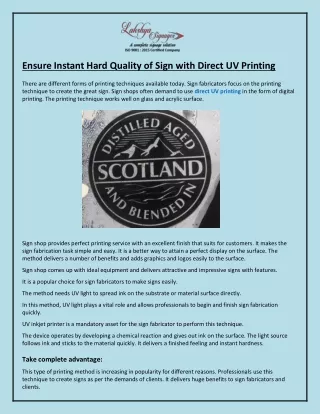 Ensure Instant Hard Quality of Sign with Direct UV Printing