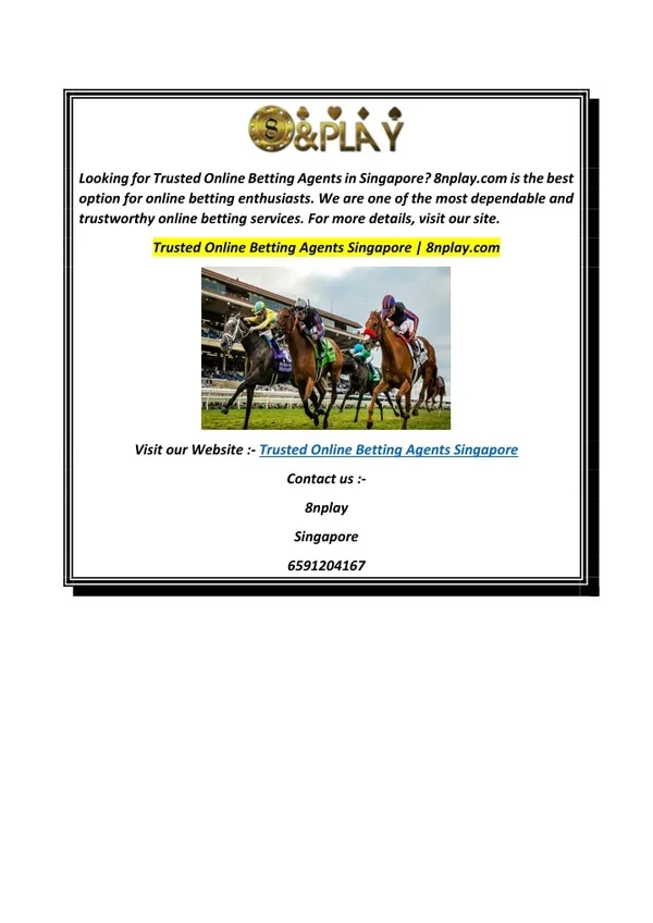 Trusted Online Betting Agents Singapore  8nplay.com