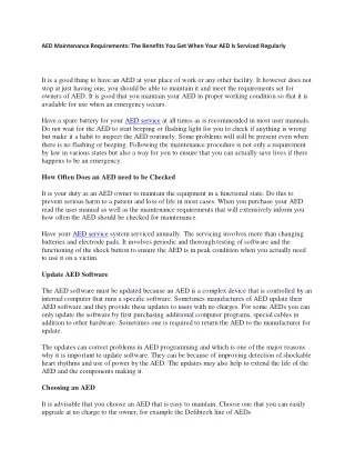 aed maintenance requirements the benefits