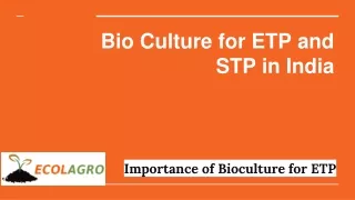 Bioculture for ETP and STP in India