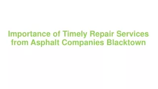 Importance of Timely Repair Services from Asphalt Companies Blacktown