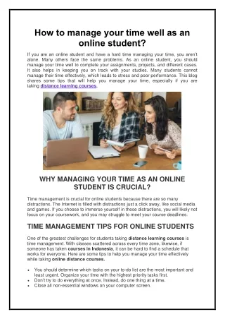 how to manage your time well as an online student