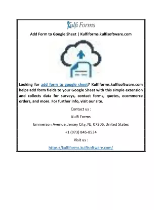 Add Form to Google Sheet | Kulfiforms.kulfisoftware.com