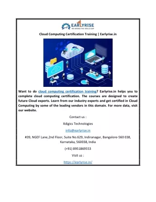 Cloud Computing Certification Training | Earlyrise.in