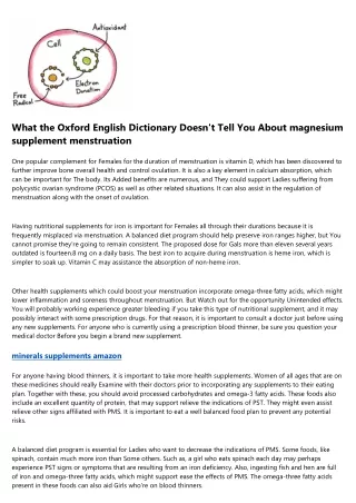 The 17 Most Misunderstood Facts About irregular menstruation supplements