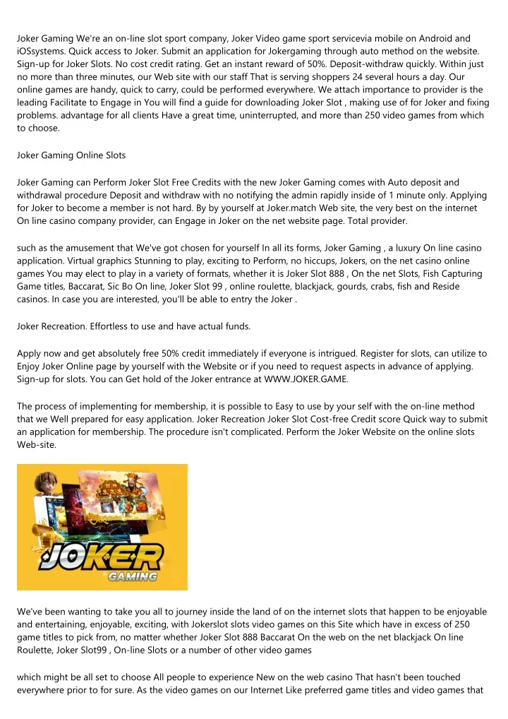 joker gaming we re an on line slot sport company