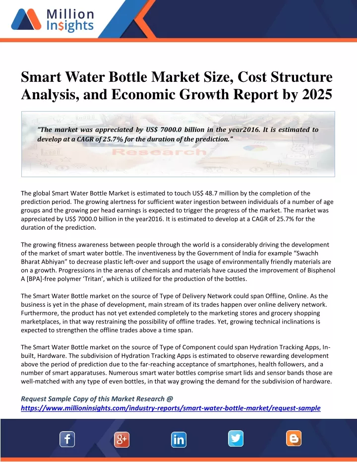 smart water bottle market size cost structure