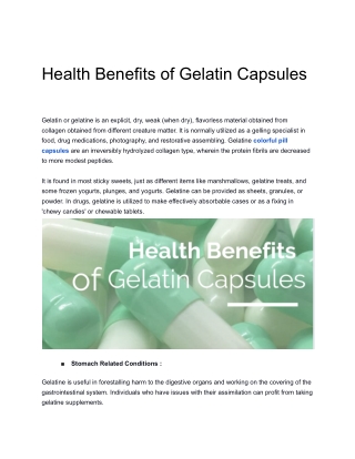 Health Benefits of Gelatin Capsules