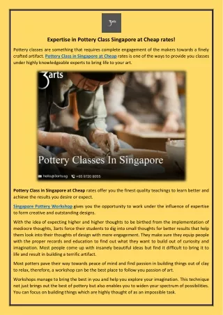 Expertise in Pottery Class Singapore at Cheap rates