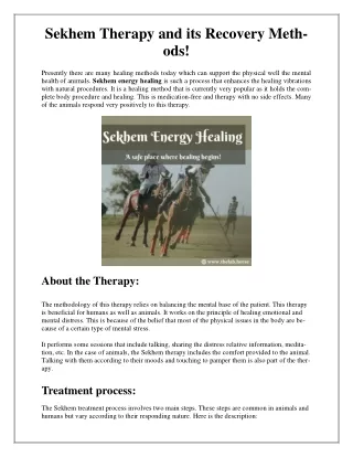 Sekhem Therapy and its Recovery Methods!