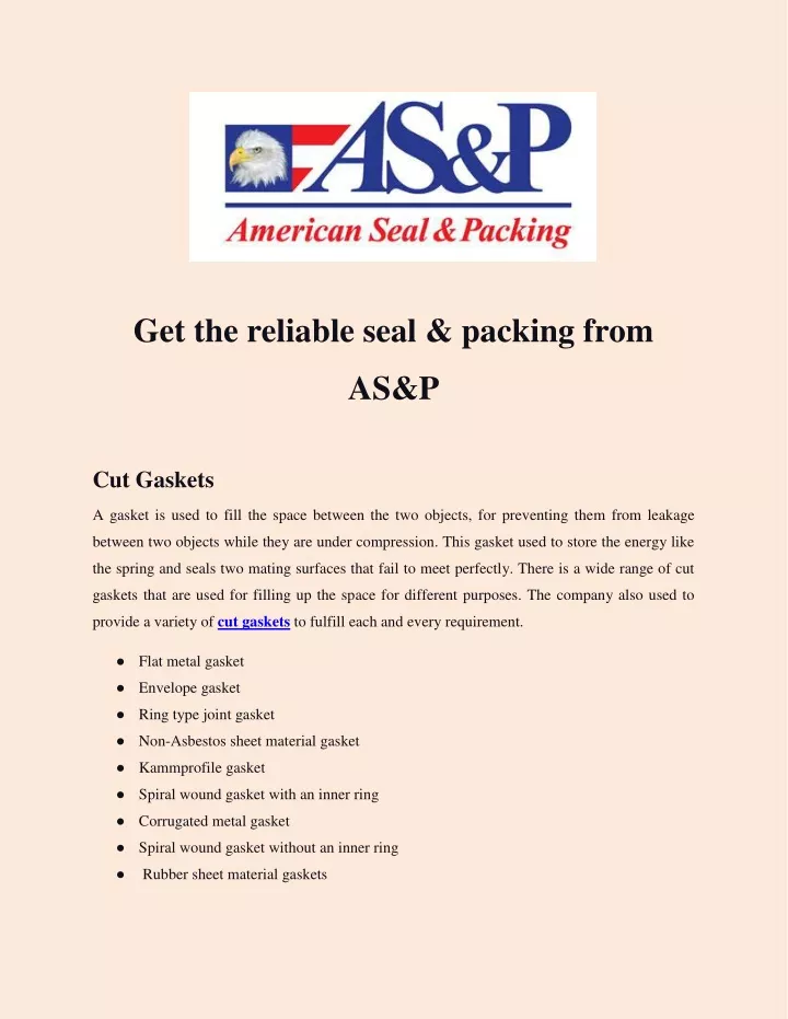get the reliable seal packing from
