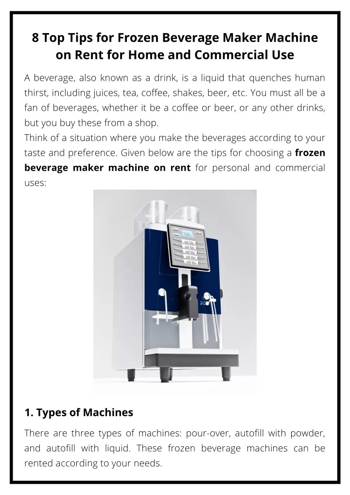 8 top tips for frozen beverage maker machine