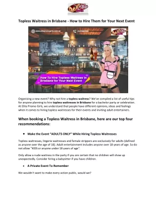 Topless Waitress in Brisbane - How To Hire Them For Your Next Event