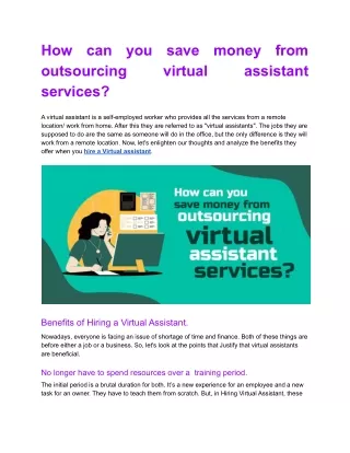 How can you save money from outsourcing virtual assistant services_ .docx