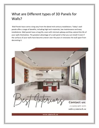 what are different types of 3d panels for walls