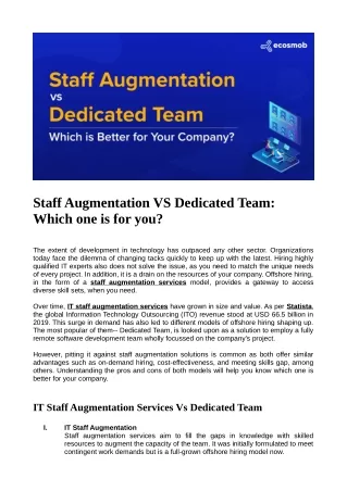 Web2.0- Staff Augmentation VS Dedicated Team