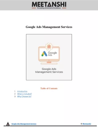 google ads management services table of contents