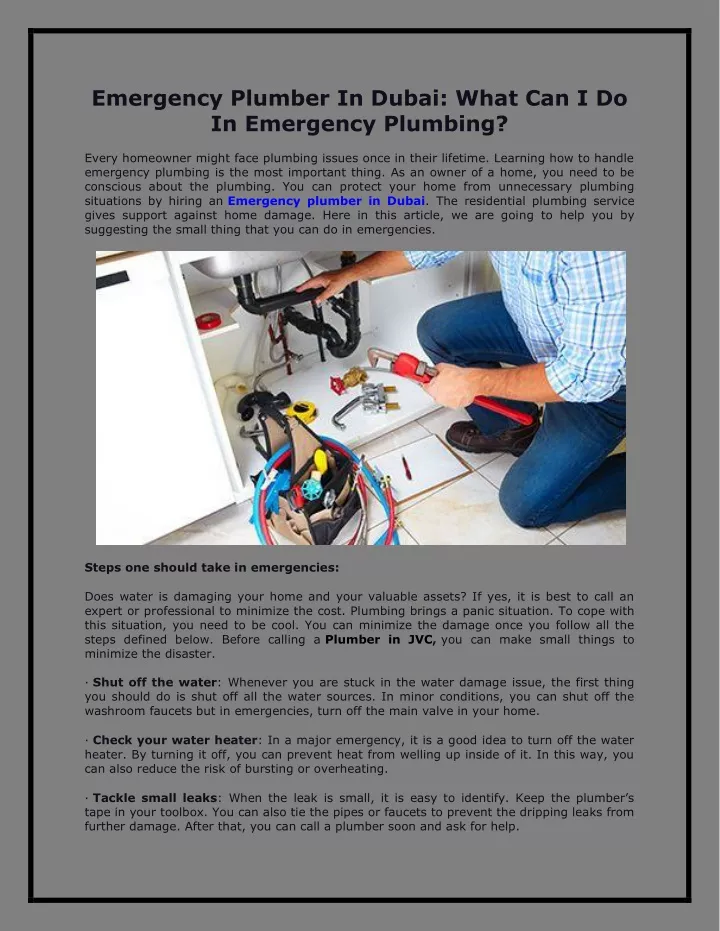 emergency plumber in dubai what