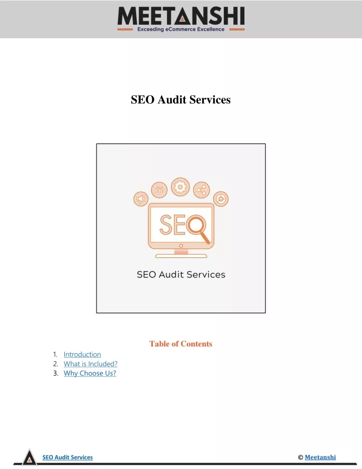 seo audit services table of contents