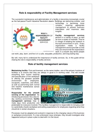role responsibility of facility management