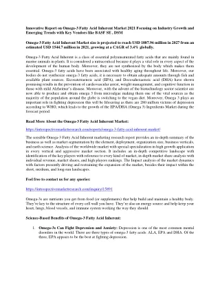 innovative report on omega 3 fatty acid inherent