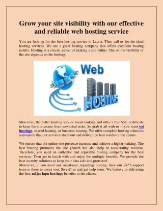 Grow your site visibility with our effective and reliable web hosting service