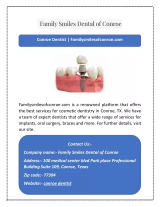 Conroe Dentist | Familysmilesofconroe.com