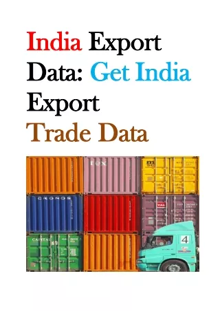 India Export Data Get India Export Trade Data