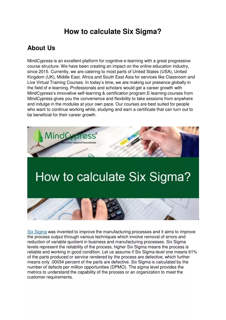 how to calculate six sigma about us