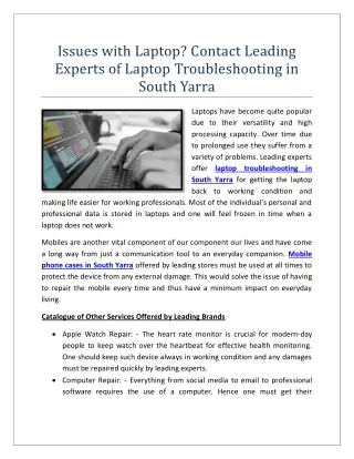 Issues with Laptop? Contact Leading Experts of Laptop Troubleshooting in South Y