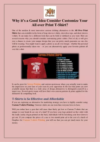 Why it’s a Good Idea Consider Customize Your All over Print T-Shirt
