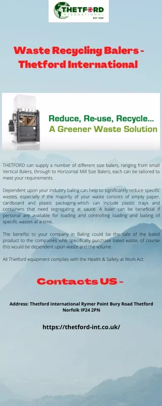 Waste Recycling Balers - Thetford International