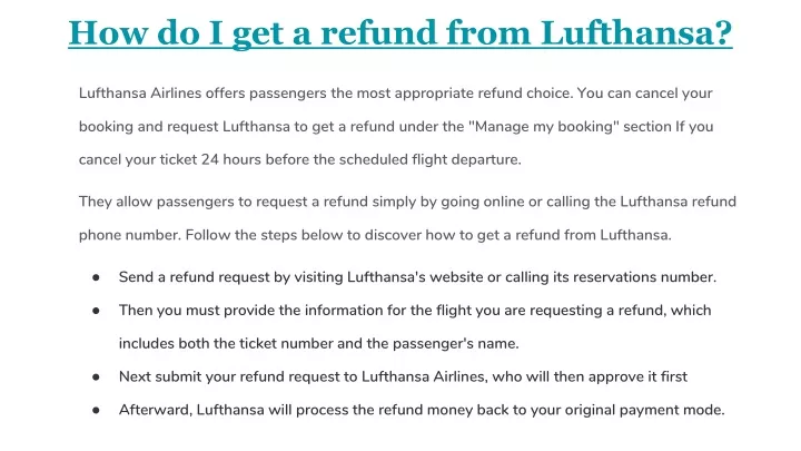 how do i get a refund from lufthansa